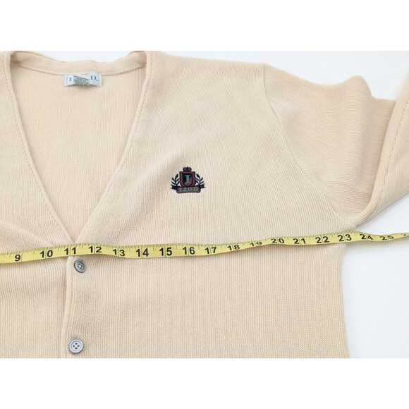 Izod Preppy Collegiate Cream Button Up Logo Vintage Cardigan Sweater Size Large - Picture 5 of 8